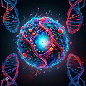 Genetic mutation image showing DNA sequence changes affecting protein structure and function